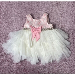 Baby Couture Princess Formal Dress 3 Months White Pink tutu